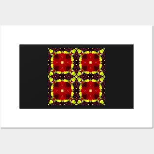 Red Yellow Chrysanthemum Pattern Number 19 Posters and Art